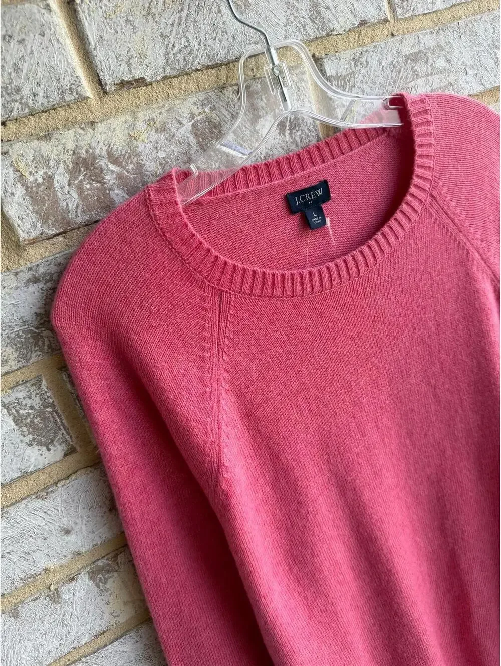 J. Crew NWT Long Sleeve Crew Neck Wool Blend Pink Pullover Sweater Size L